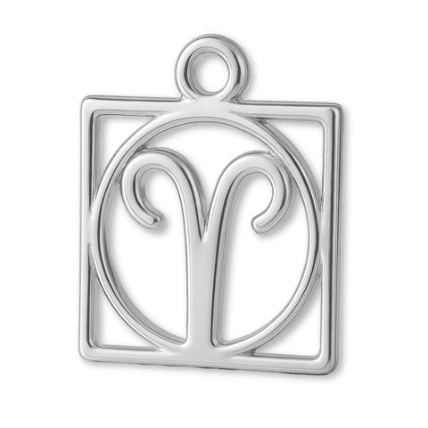 999 Pure Silver - Aries Zodiac Square Charm