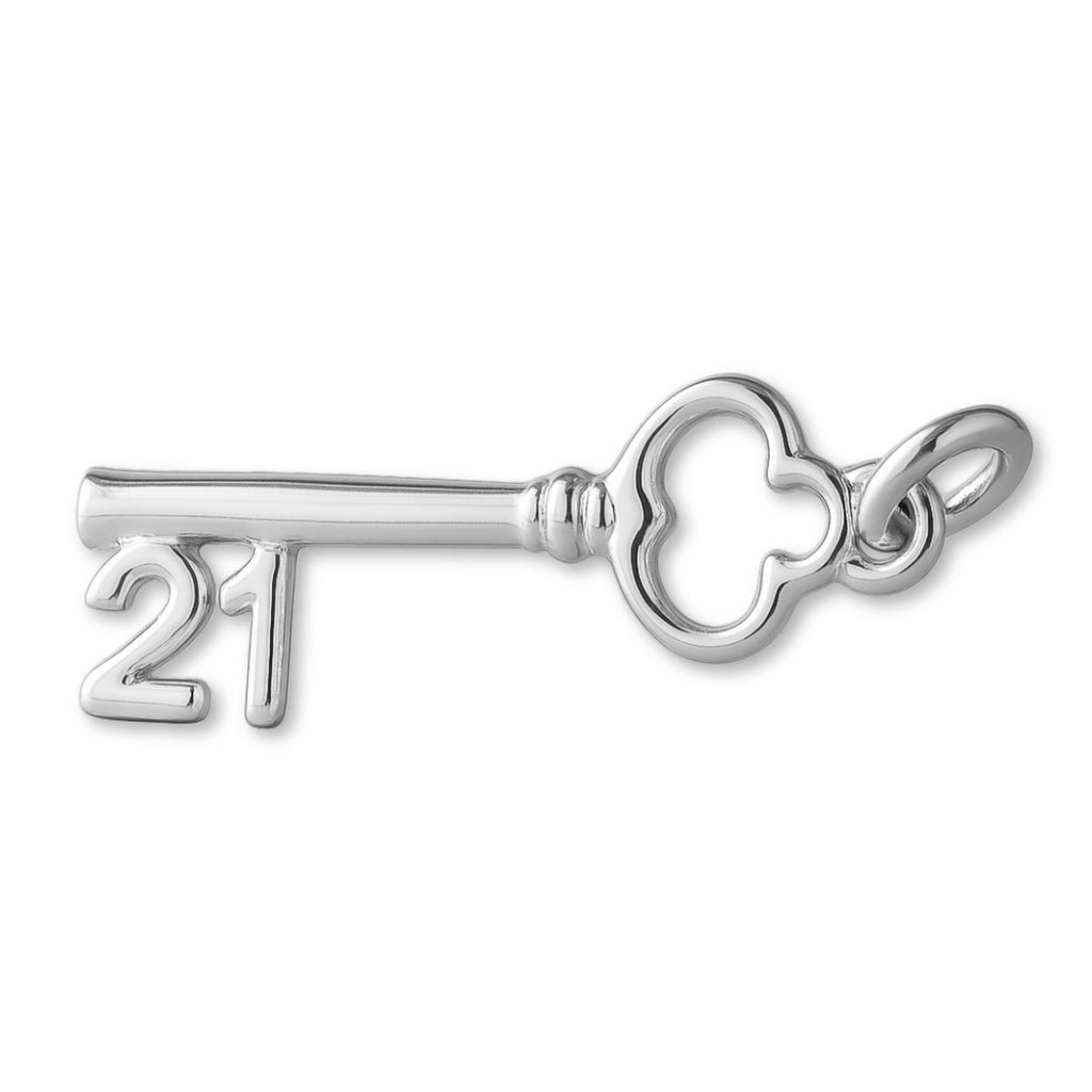 925 Sterling Silver - 21 Clover Castle Key Charm