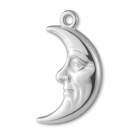 940 Argentium Silver - Sad Crescent Moon Charm