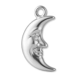 925 Sterling Silver - Happy Crescent Moon Charm