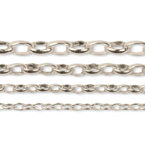 925 Sterling Silver - Oval Belcher - Chain Roll