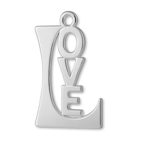 18ct White Gold - Love Monogram Charm