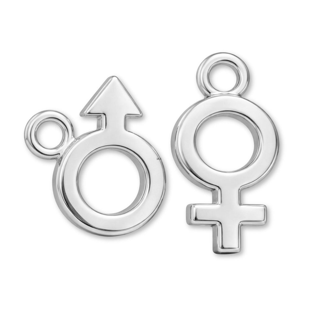 9ct White Gold - Gender Symbols Charm