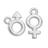 9ct White Gold - Gender Symbols Charm