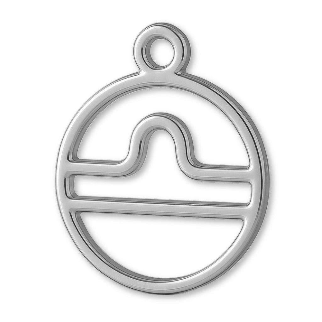 18ct White Gold - Libra Zodiac Round Charm