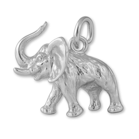 9ct White Gold - African Bush Elephant Charm