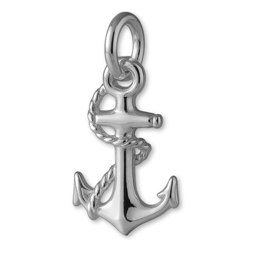 9ct White Gold - Roped Anchor Charm
