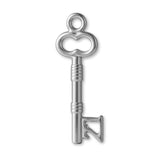 9ct White Gold - Ribbed 21 Castle Key Charm