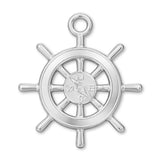 18ct White Gold - Nautical Wheel Compass Charm