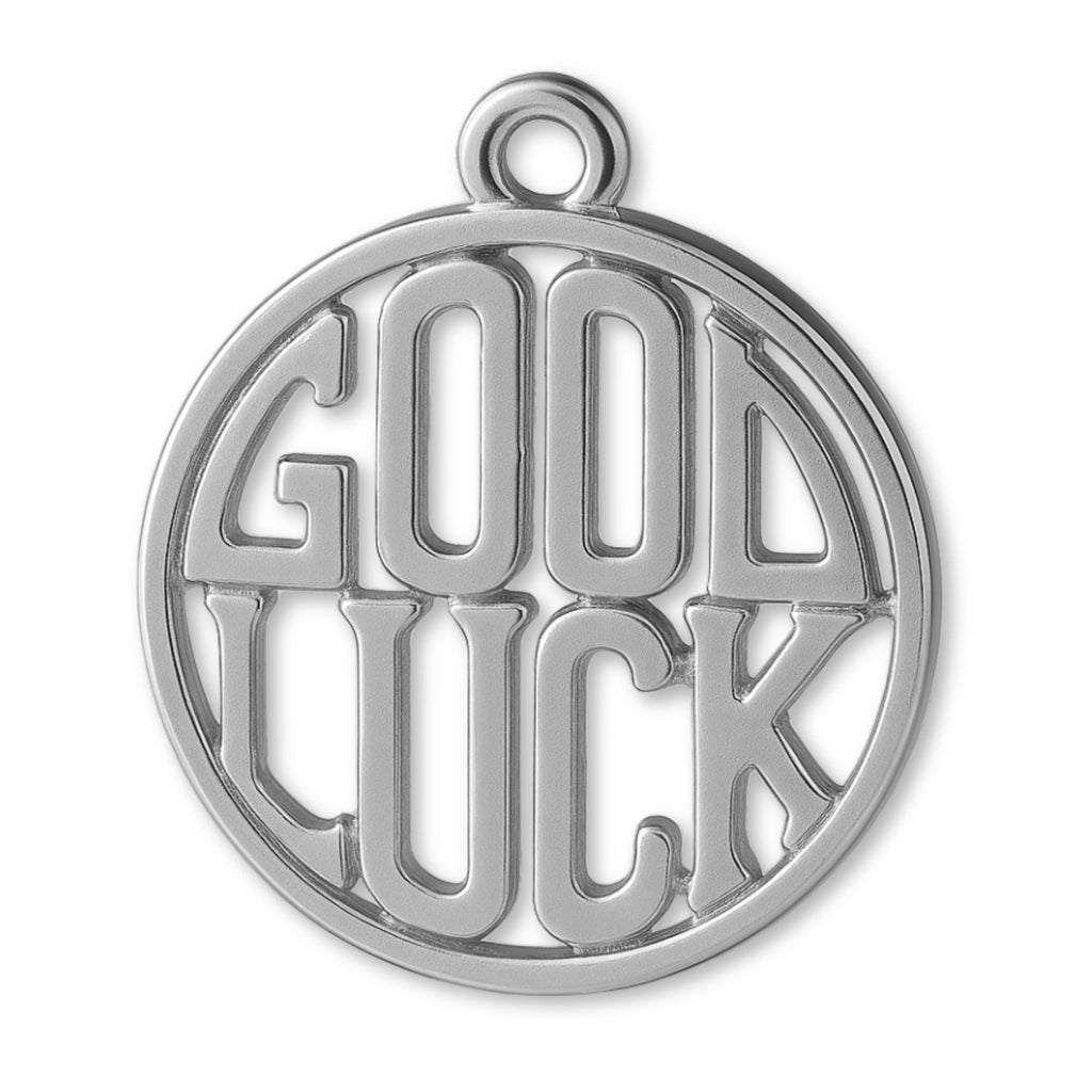 9ct White Gold - GOOD LUCK Openwork Charm
