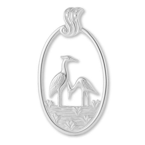 9ct White Gold - Wetlands Crane Birds Charm