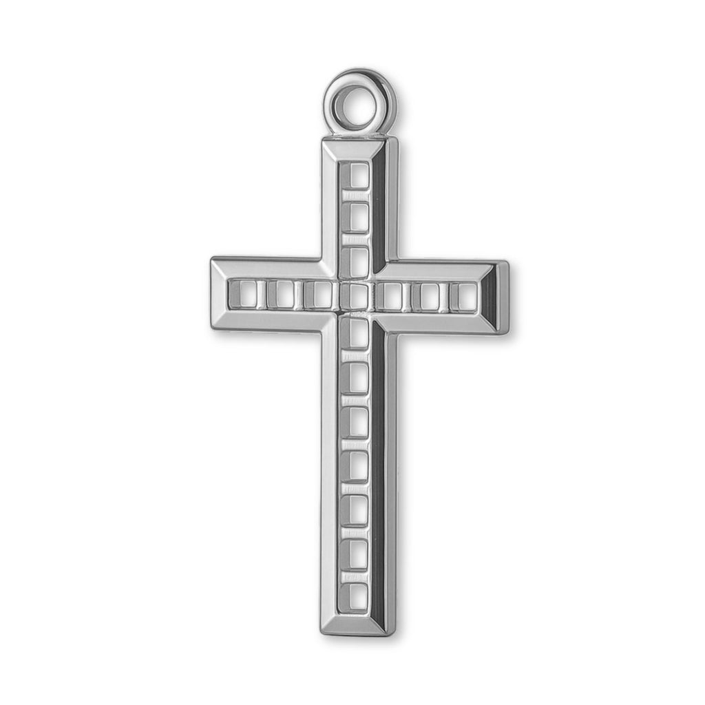 9ct White Gold - Lattice Crucifix Charm