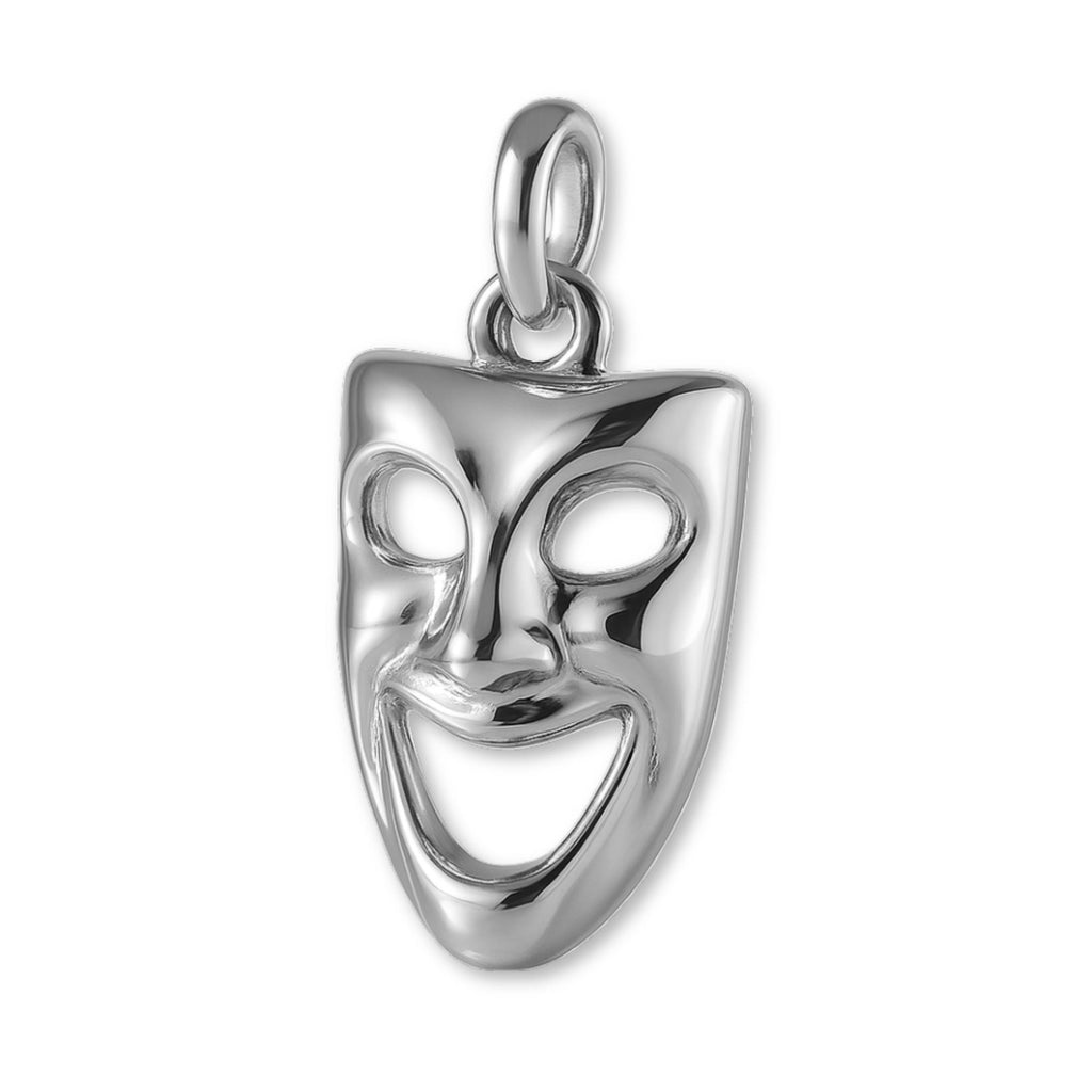 9ct White Gold - Classic Comedy Mask Charm