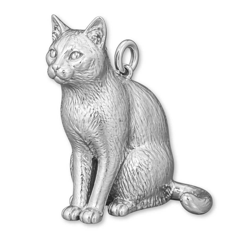 18ct White Gold - Russian Blue Cat Charm