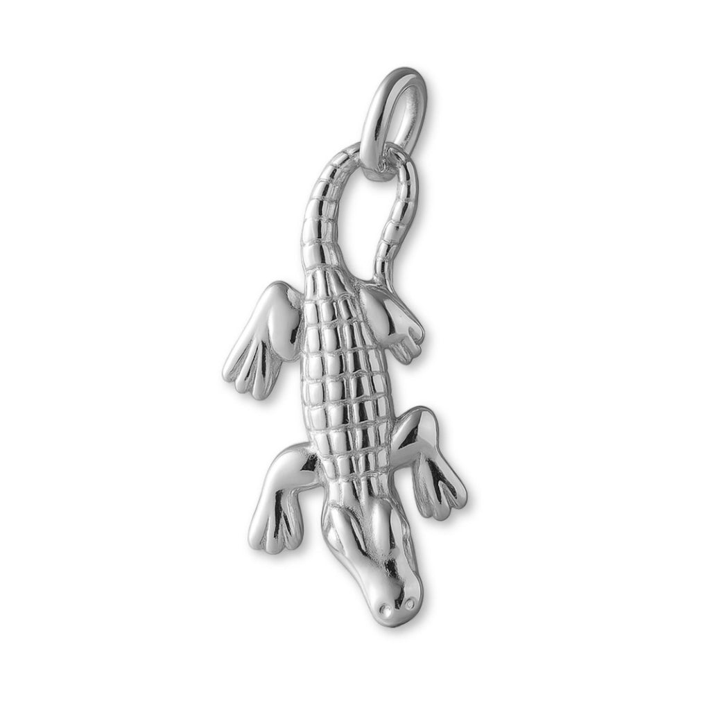 9ct White Gold - Swamp Alligator Charm