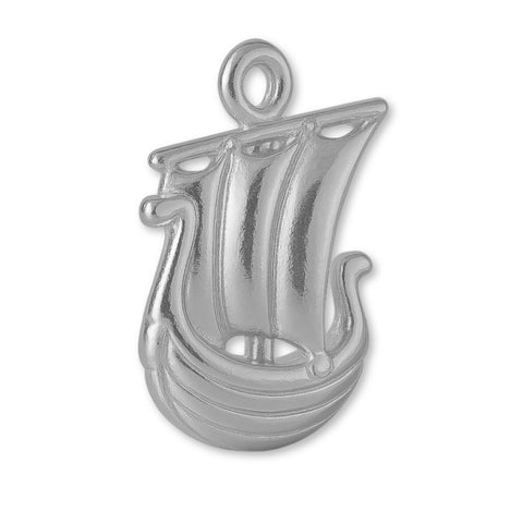 9ct White Gold - Viking Longship Charm