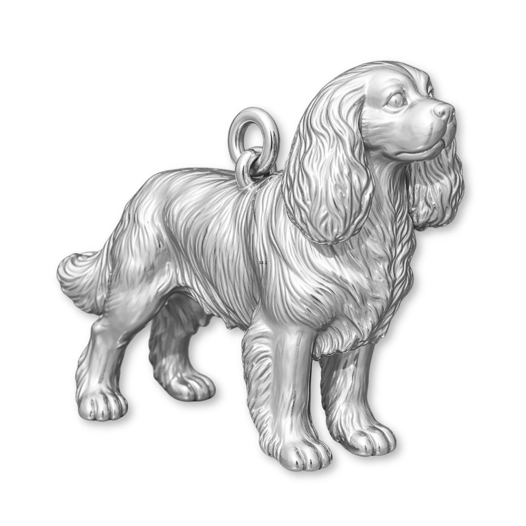 9ct White Gold - Cavalier King Charles Spaniel Dog Charm