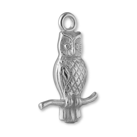 9ct White Gold - Barn Owl Charm