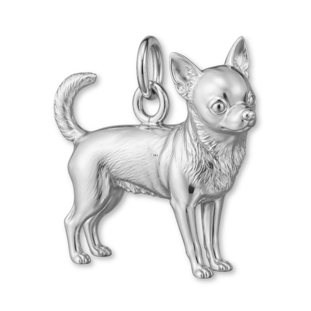 9ct White Gold - Chihuahua Dog Charm