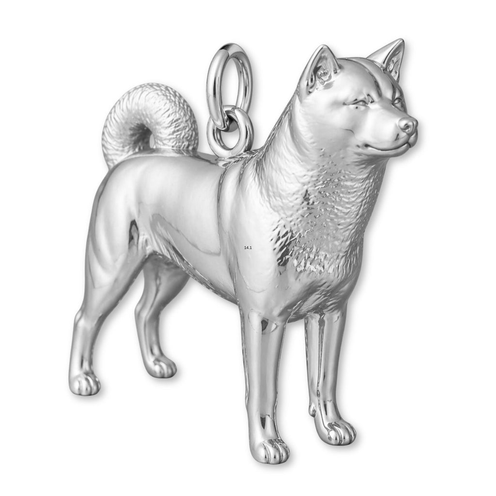 9ct White Gold - Akita Dog Charm