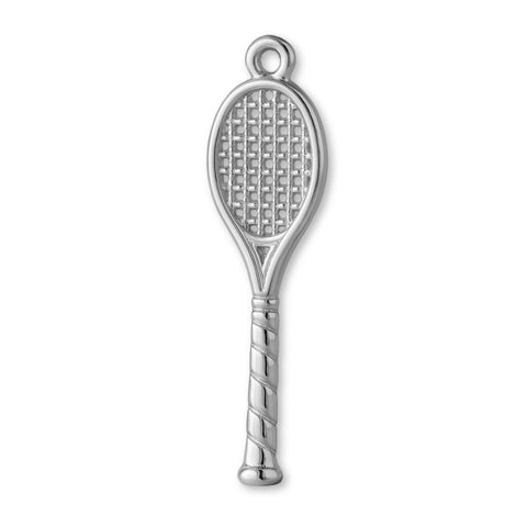 18ct White Gold - Open Weave Tennis Racket Charm