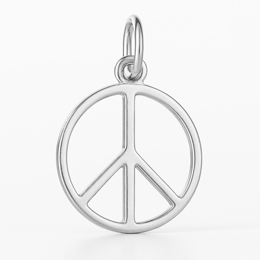 18ct White Gold - Openwork Peace Symbol Charm