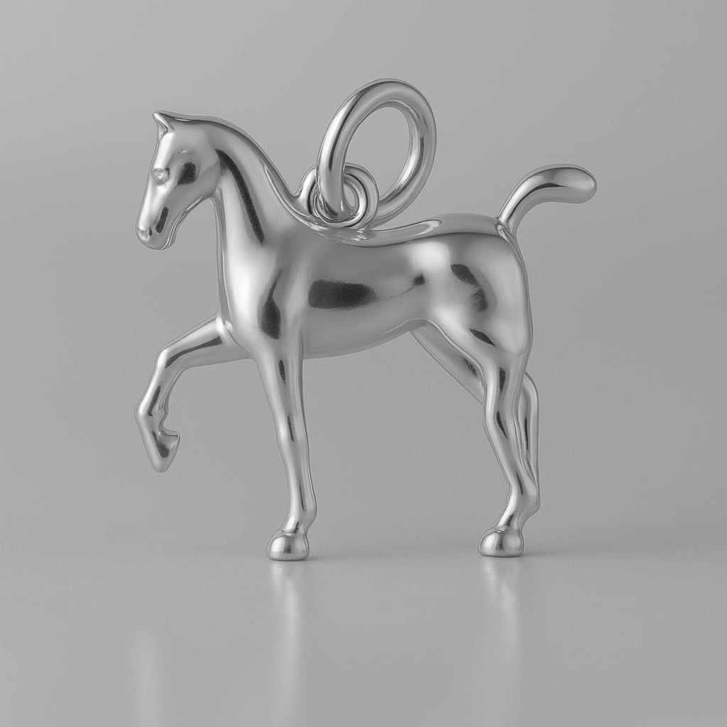 9ct White Gold - Prancing Horse Charm