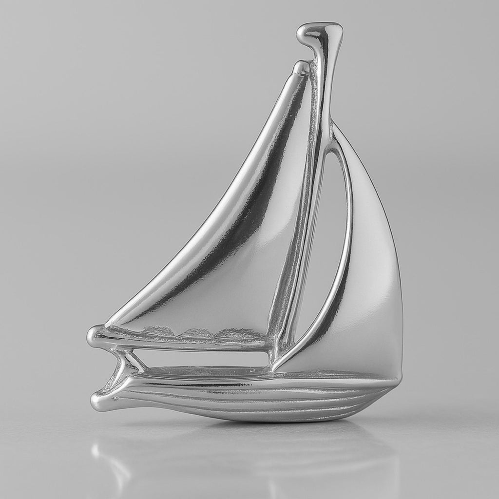 9ct White Gold - Sailing Yacht Charm