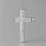 18ct White Gold - Embossed Ball Tip Crucifix Charm