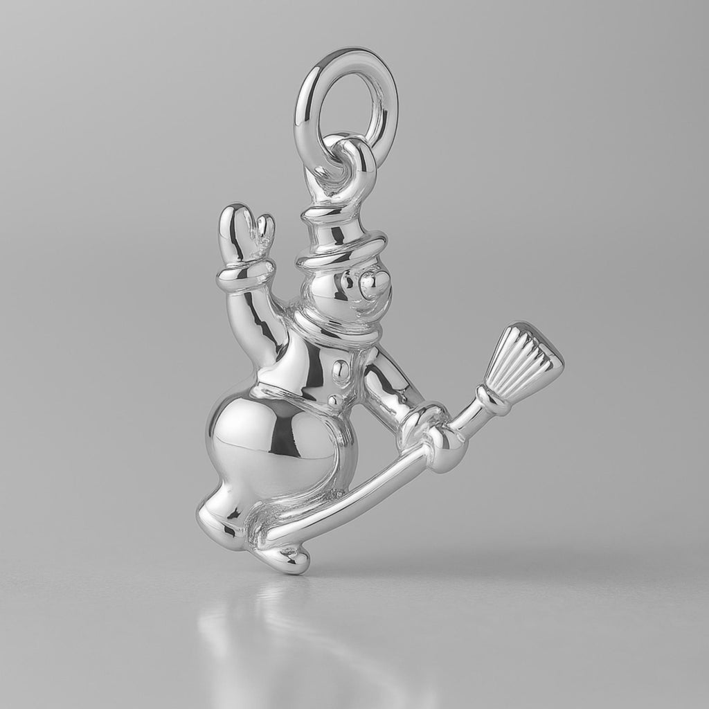18ct White Gold - Flying Snowman Charm