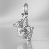 9ct White Gold - Koala Climbing Tree Charm