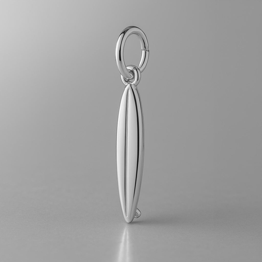 18ct White Gold - Shortboard Surfboard Charm