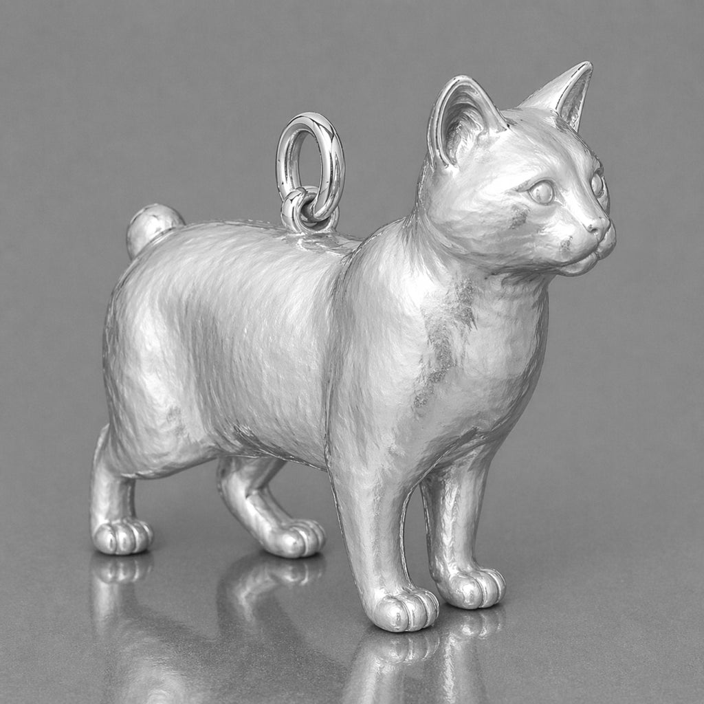 9ct White Gold - Pixiebob Cat Charm