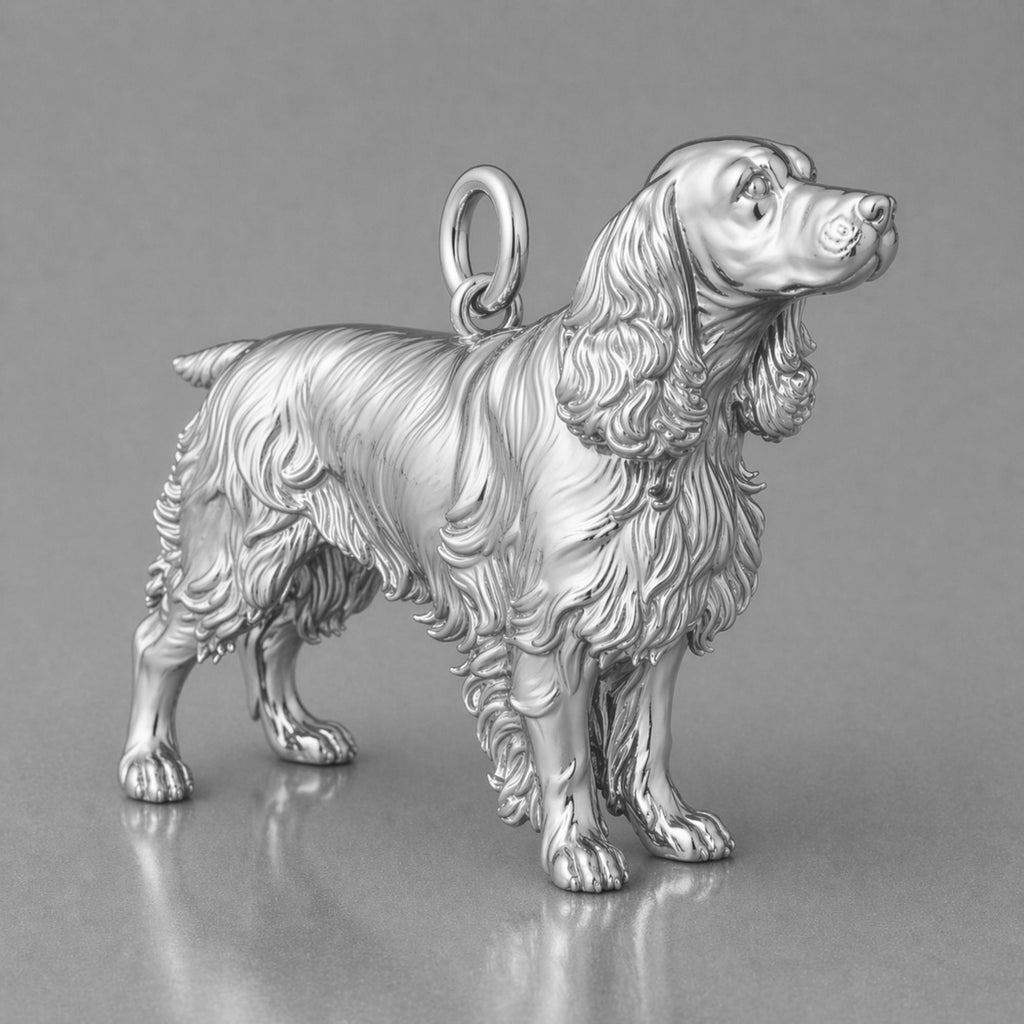 9ct White Gold - English Springer Spaniel Dog Charm