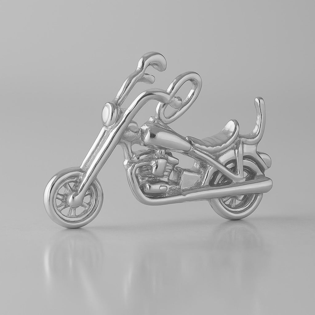 18ct White Gold - Cruiser Motorbike Charm