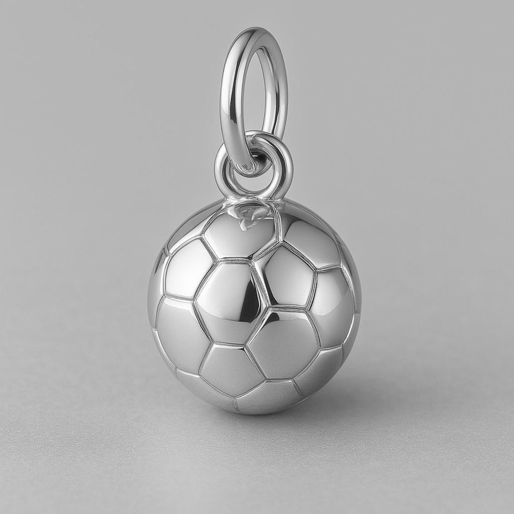 9ct White Gold - Soccer Ball Charm