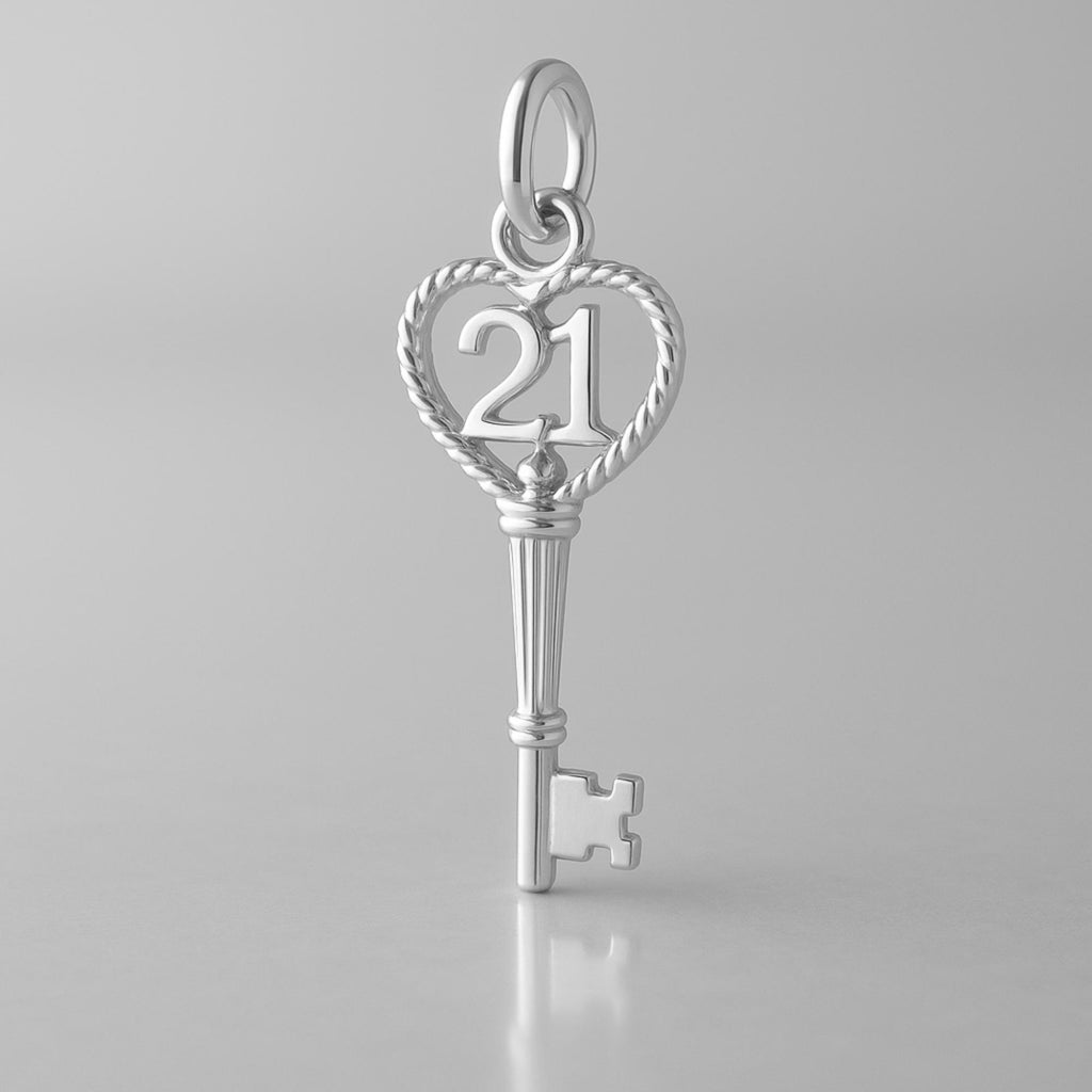 9ct White Gold - 21 Wreath Castle Key Charm