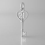 9ct White Gold - 21 Wreath Castle Key Charm