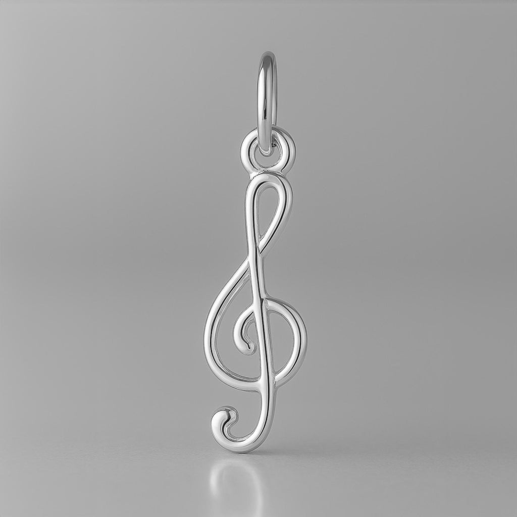 18ct White Gold - Openwork Treble Clef Charm