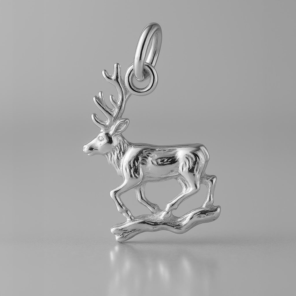 9ct White Gold - Forest Elk Charm
