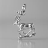 9ct White Gold - Forest Elk Charm
