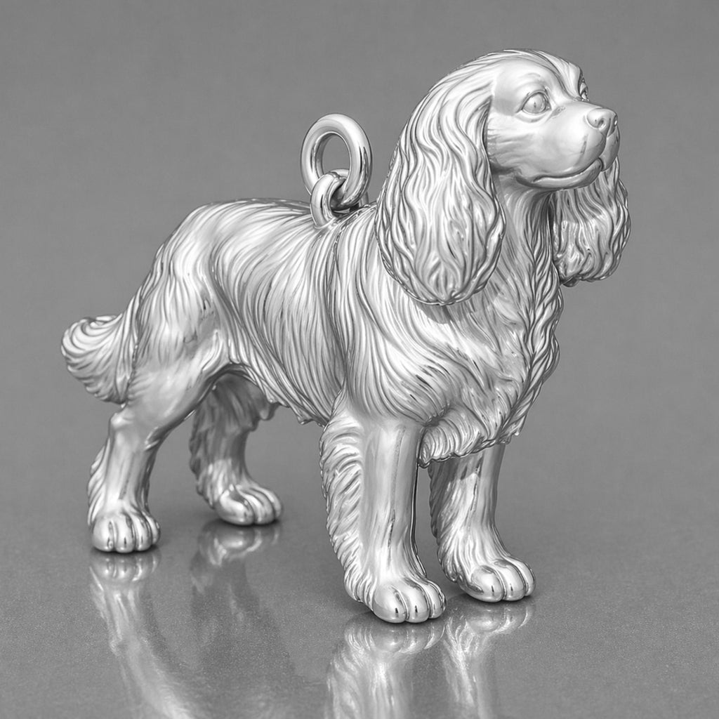 9ct White Gold - Cavalier King Charles Spaniel Dog Charm