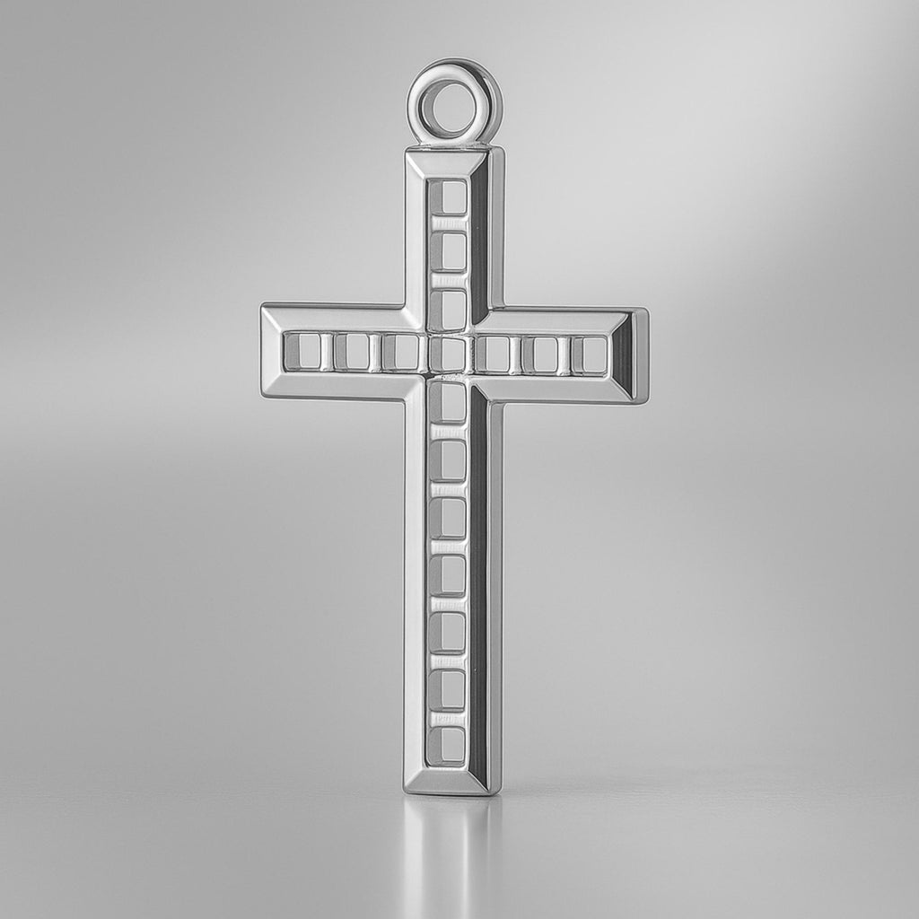 18ct White Gold - Lattice Crucifix Charm