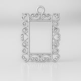 18ct White Gold - Heart Frame Charm