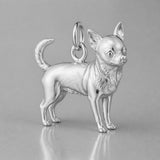 9ct White Gold - Chihuahua Dog Charm
