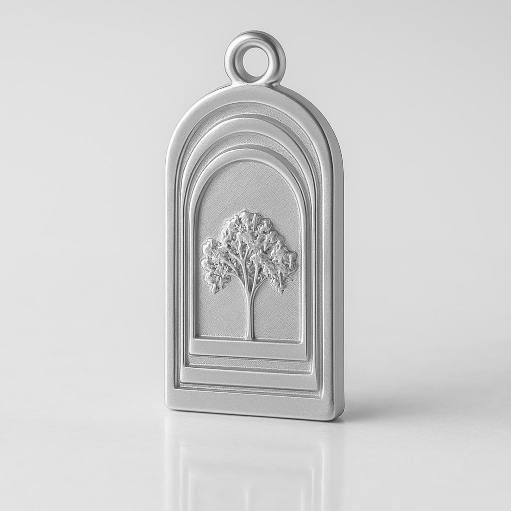 9ct White Gold - Arched Tree of Life Charm