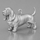 9ct White Gold - Basset Hound Dog Charm
