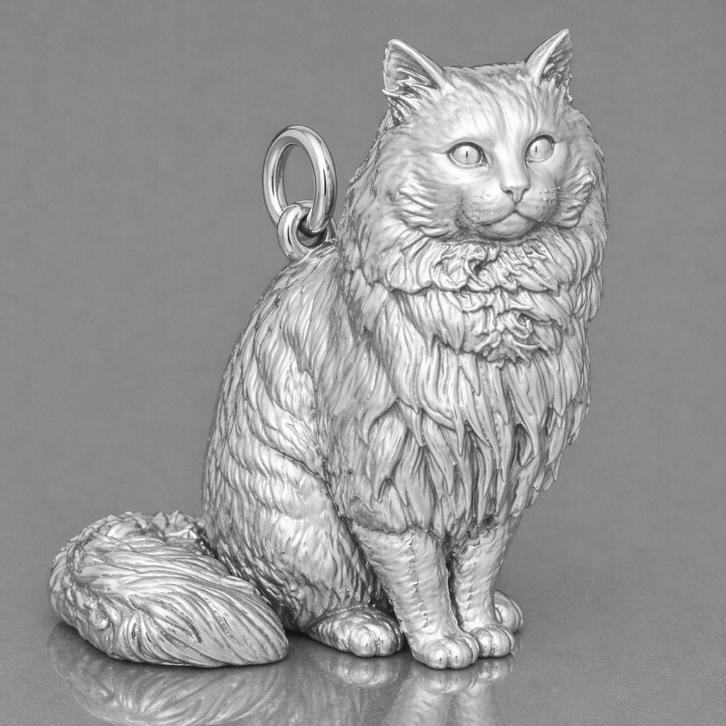 18ct White Gold - Ragamuffin Cat Charm