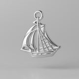 9ct White Gold - Sailing Schooner Charm