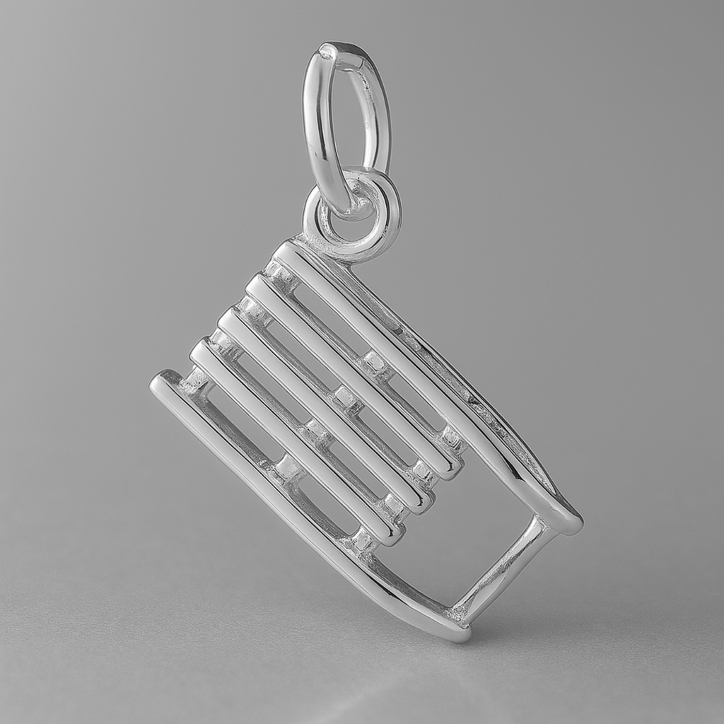 9ct White Gold - Christmas Snow Sled Charm